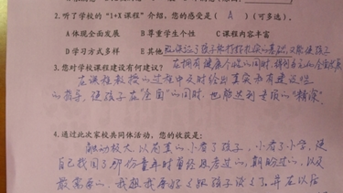 2013年新生家长培训学校反馈单统计