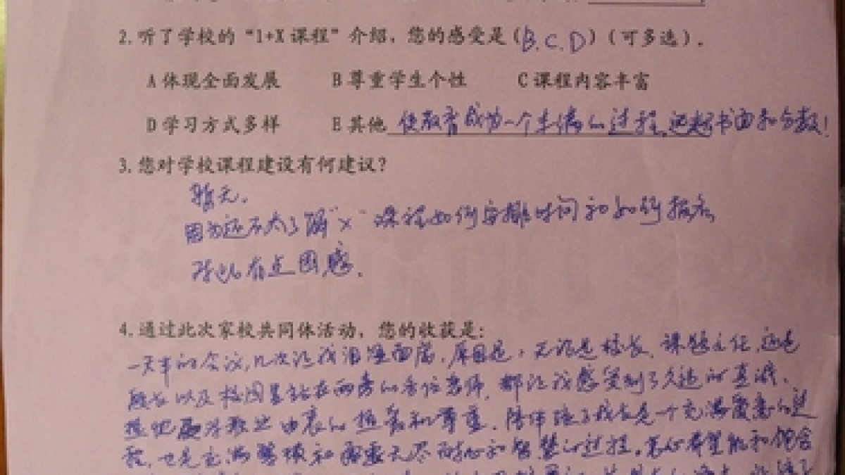 2013年新生家长培训学校反馈单统计