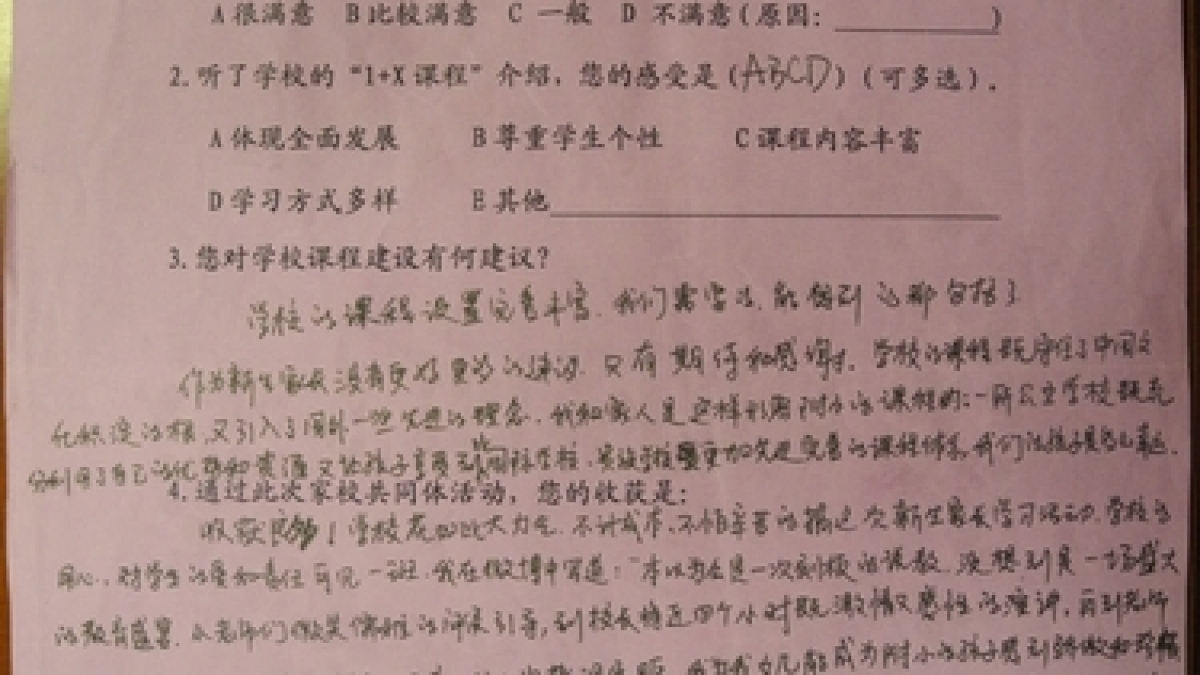 2013年新生家长培训学校反馈单统计