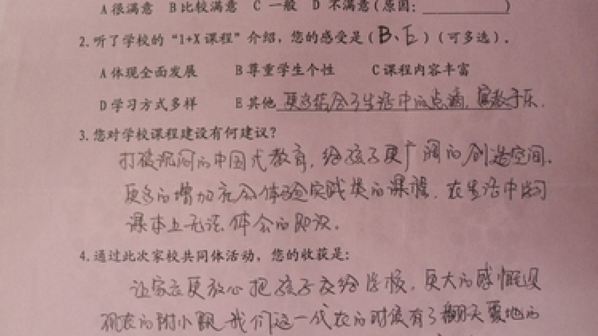 2013年新生家长培训学校反馈单统计