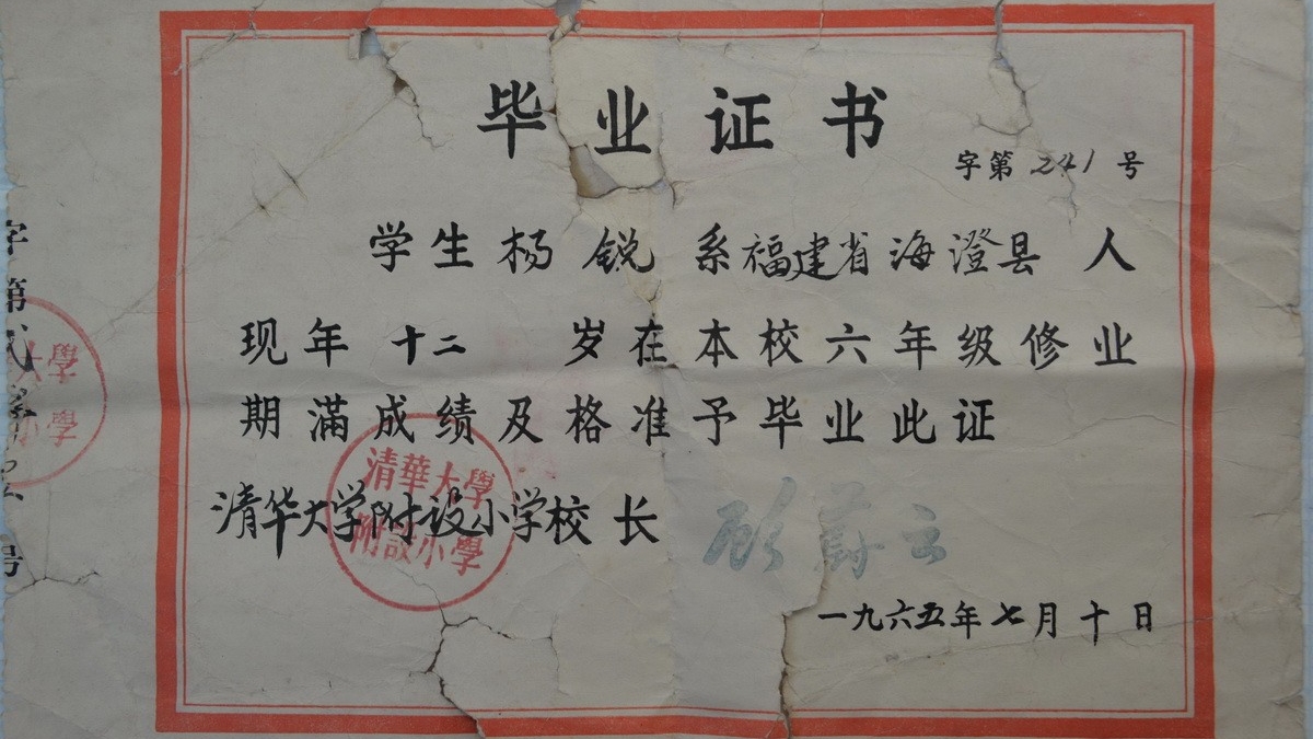 清华附小忆事  之一----杨锐（清华附小65届六班毕业生）
